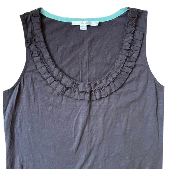 Boden Dark Gray Sleeveless Top Flat Ruffle Along Neckline Cotton Women's 4 - Picture 2 of 5